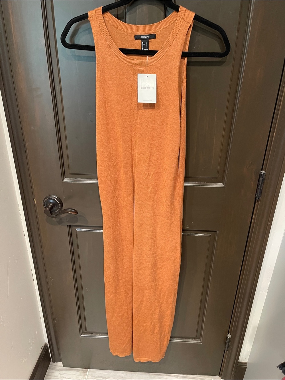 Forever 21 Orange Ribbed Tank Knit Jumpsuit